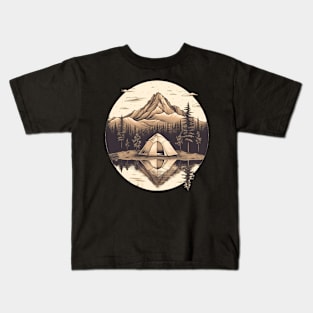 Retro Camping at a Lake Kids T-Shirt